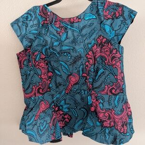 Vibrant Blue and Pink Patterned Top African Print